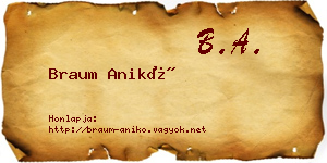 Braum Anikó névjegykártya